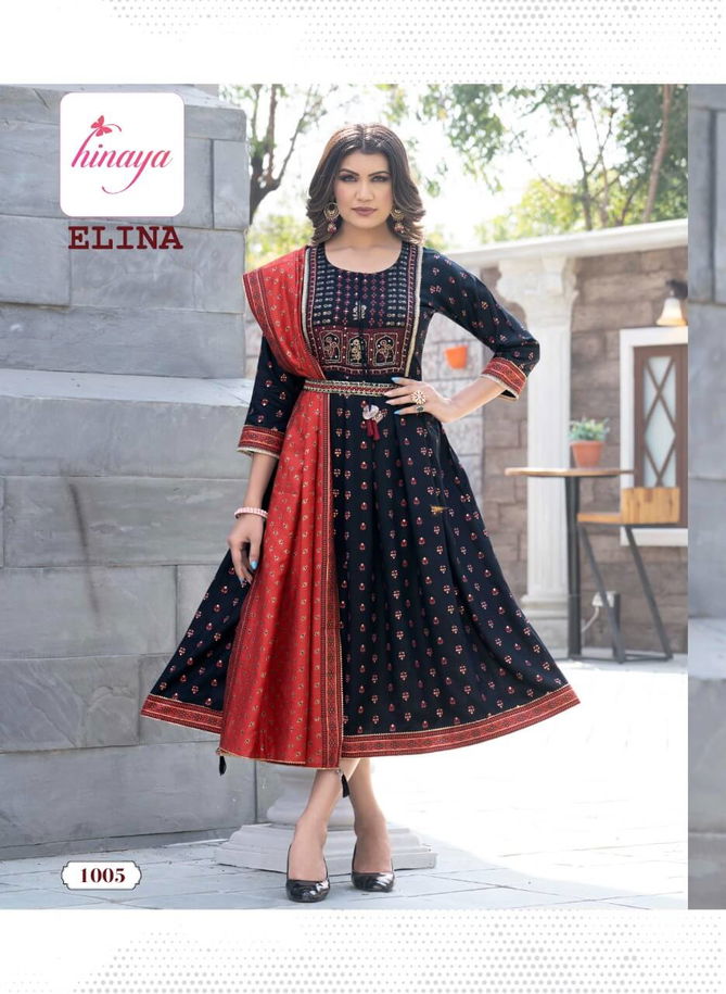 Hinaya Elina Vol 1 Heavy Festive Wear Wholesale Anarkali Kurtis With Dupatta Catalog